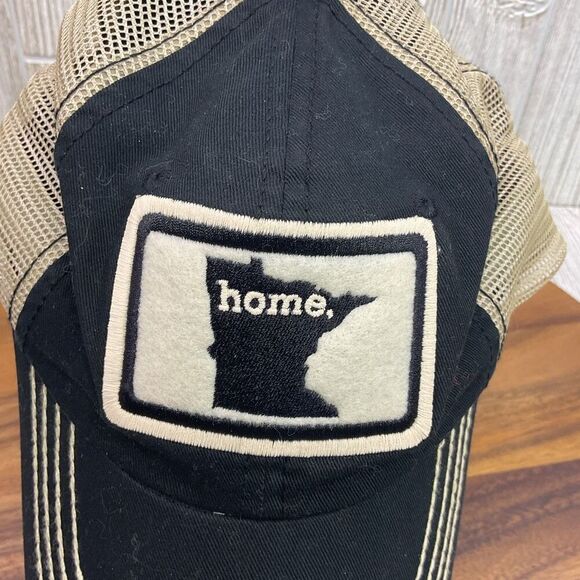 Vintage Minnesota Home State Apparel Beige Black Logo Baseball Cap Hat OSFA - Picture 7 of 9